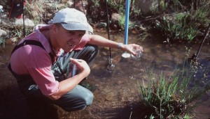 Sampling in an agricultural stream (photo by R. Schulz)