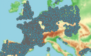 Figure 1: Stream sampling sites for macroinvertebrates across Europe.